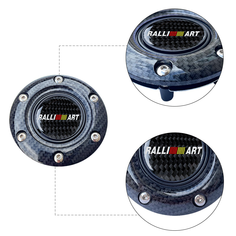 BRAND NEW JDM RALLIART UNIVERSAL CARBON FIBER CAR HORN BUTTON STEERING WHEEL CENTER CAP