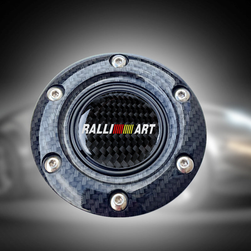 BRAND NEW JDM RALLIART UNIVERSAL CARBON FIBER CAR HORN BUTTON STEERING WHEEL CENTER CAP