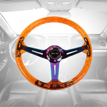 Load image into Gallery viewer, Brand New Ralliart Universal 6-Hole 350mm Deep Dish Vip Orange Crystal Bubble Neo Spoke Steering Wheel