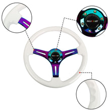 Load image into Gallery viewer, Brand New 350mm 14&quot; Universal JDM Ralliart Deep Dish ABS Racing Steering Wheel White With Neo-Chrome Spoke