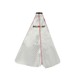 Brand New Universal Ralliart Carbon Fiber Leather PVC Style Silver Stitch Leather Gear Manual Shifter Shift Knob Boot