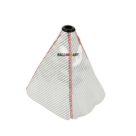Brand New Universal Ralliart Carbon Fiber Leather PVC Style Silver Stitch Leather Gear Manual Shifter Shift Knob Boot