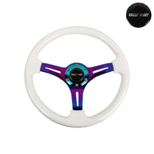 Load image into Gallery viewer, Brand New 350mm 14&quot; Universal JDM Ralliart Deep Dish ABS Racing Steering Wheel White With Neo-Chrome Spoke