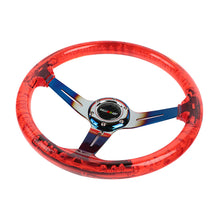 Load image into Gallery viewer, Brand New Ralliart Universal 6-Hole 350mm Deep Dish Vip Red Crystal Bubble Burnt Blue Spoke Steering Wheel