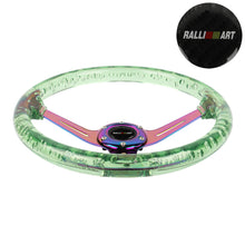Load image into Gallery viewer, Brand New JDM Ralliart Universal 6-Hole 350mm Deep Dish Vip Green Crystal Bubble Neo Spoke Steering Wheel