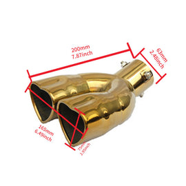 Brand New Universal Dual Gold Heart Shaped Stainless Steel Car Exhaust Pipe Muffler Tip Trim Bent