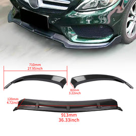 Brand New 3PCS 2015-2018 Mercedes W205 C-Class Carbon Look Front Bumper Lip Kit