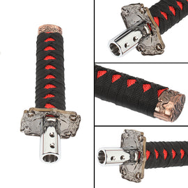 Brand New Universal Japanese Katana BK/RD Samurai Sword Shift Gear Knob Lever Shifter Gear Metal Aluminum