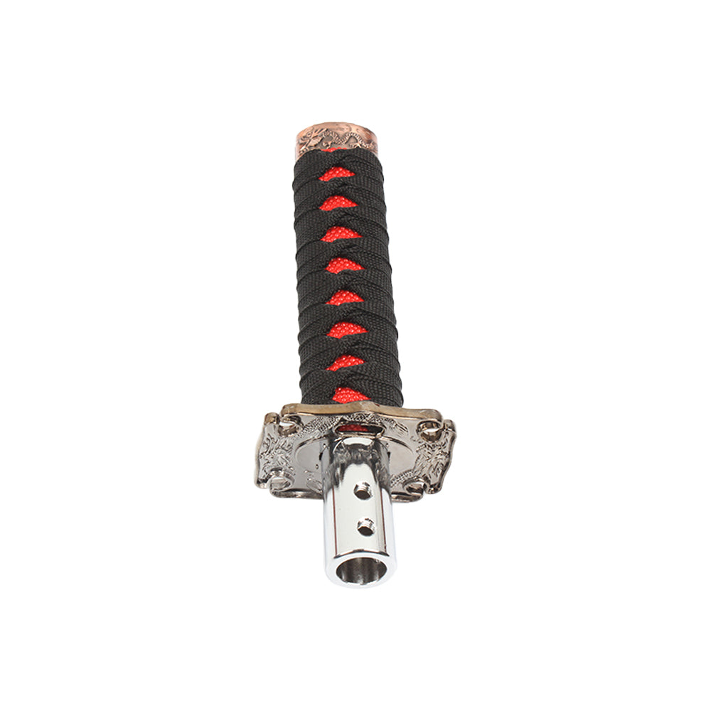 Brand New Universal Japanese Katana BK/RD Samurai Sword Shift Gear Knob Lever Shifter Gear Metal Aluminum