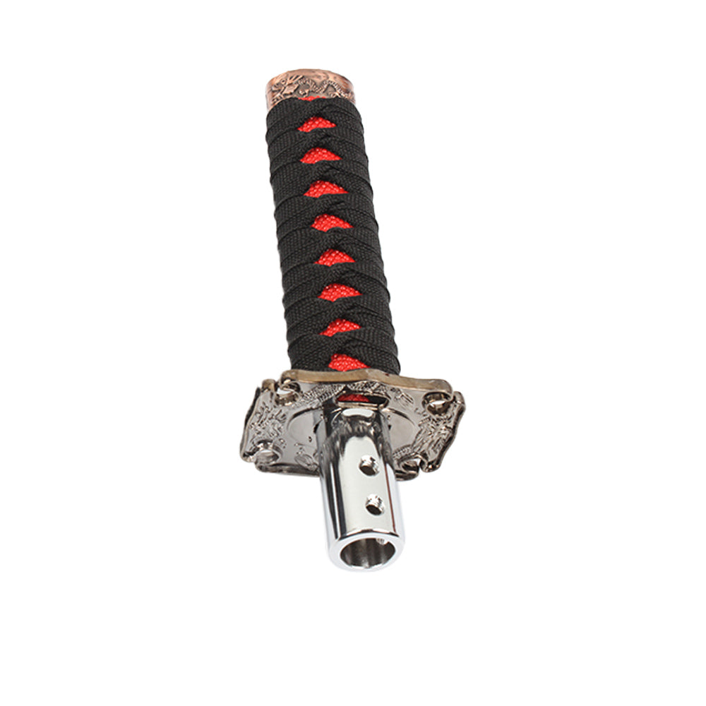 Brand New Universal Japanese Katana BK/RD Samurai Sword Shift Gear Knob Lever Shifter Gear Metal Aluminum