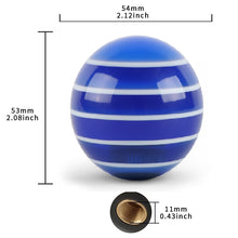 Load image into Gallery viewer, Brand New Jdm Universal Glossy Blue W/White Stripes Round Ball Shifter Shift Knob M8 M10 M12