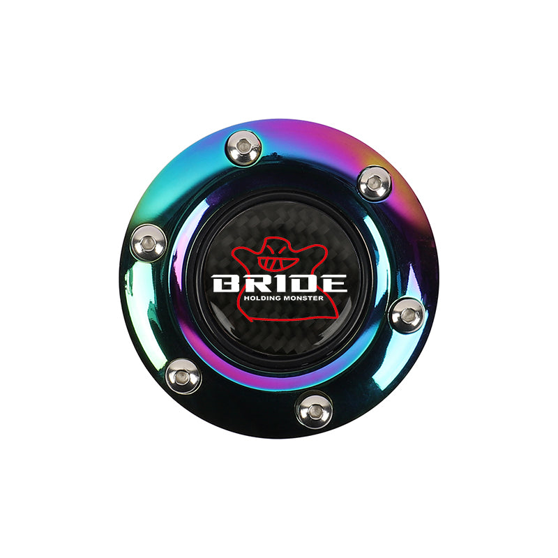 BRAND NEW BRIDE UNIVERSAL NEO CHROME CAR HORN BUTTON STEERING WHEEL CENTER CAP