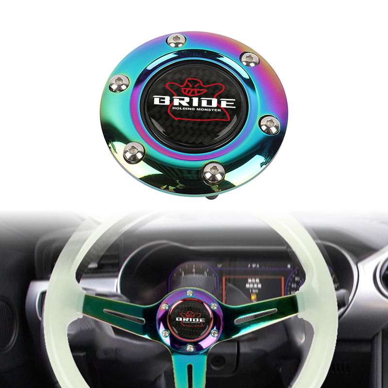 BRAND NEW BRIDE UNIVERSAL NEO CHROME CAR HORN BUTTON STEERING WHEEL CENTER CAP