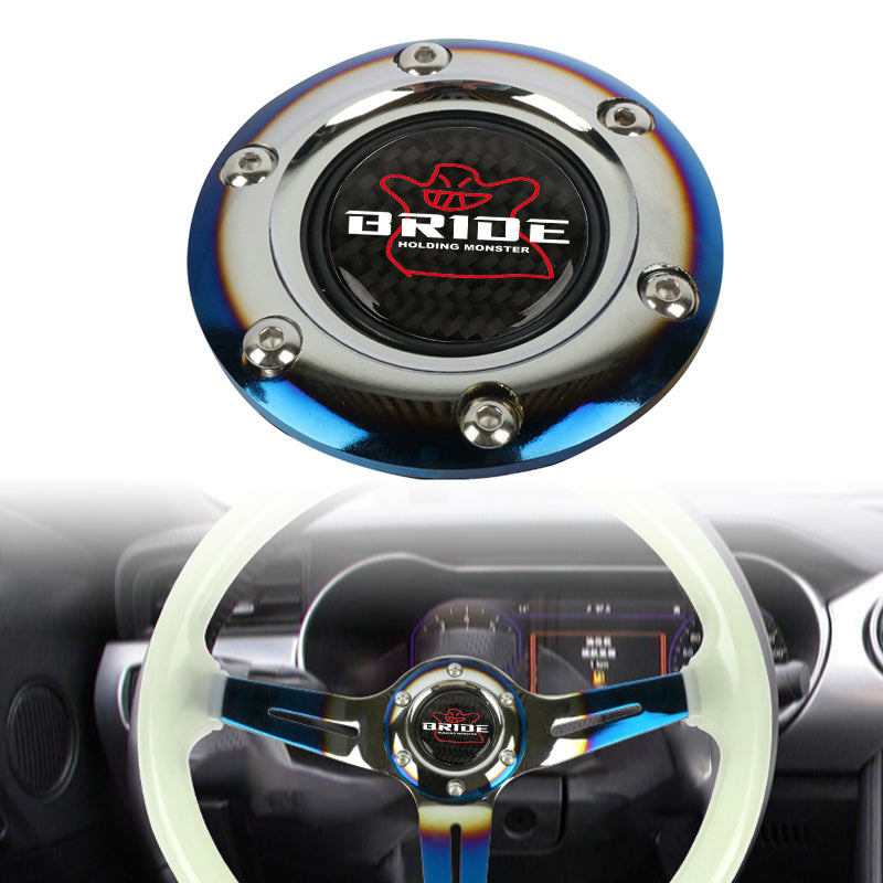 BRAND NEW JDM BRIDE UNIVERSAL BURNT BLUE CAR HORN BUTTON STEERING WHEEL CENTER CAP