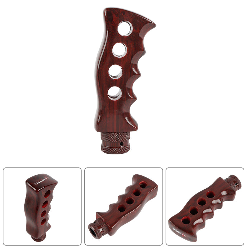 Brand New Universal Bride Dark Wood Slotted Pistol Grip Handle Manual Gear Shift Knob Shifter M8 M10 M12