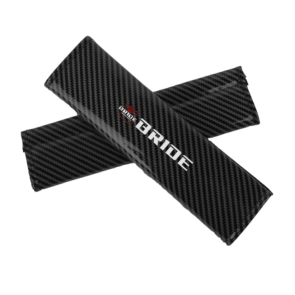 Brand New Universal 2PCS BRIDE Black Carbon Fiber Look Car Seat Belt Covers Shoulder Pad
