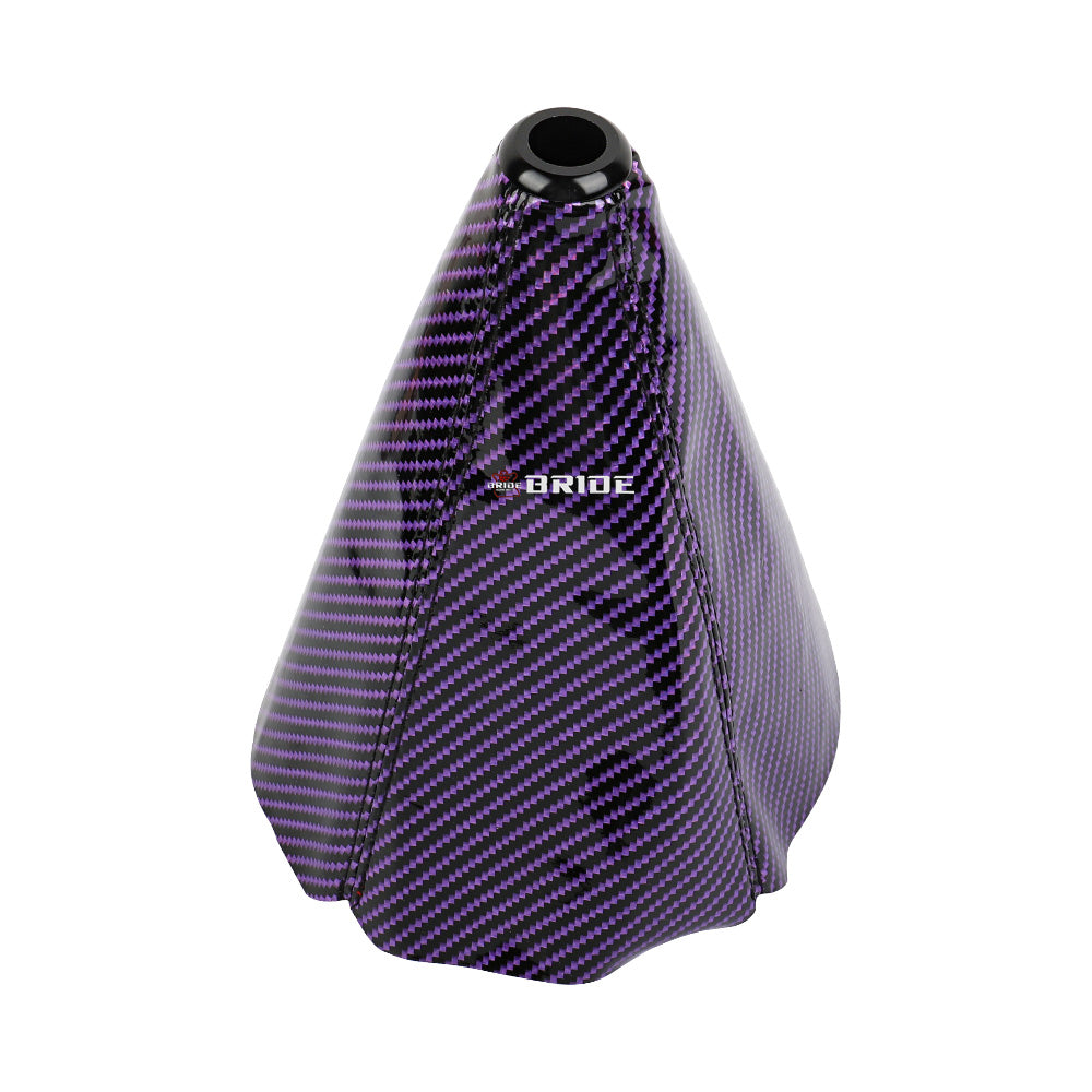 Brand New Universal Bride Carbon Fiber Purple Leather PVC Style Black Stitch Leather Gear Manual Shifter Shift Knob Boot