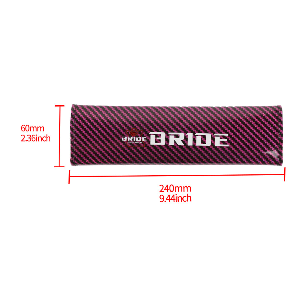 Brand New Universal 2PCS BRIDE Hot Pink Carbon Fiber Look Car Seat Belt Covers Shoulder Pad