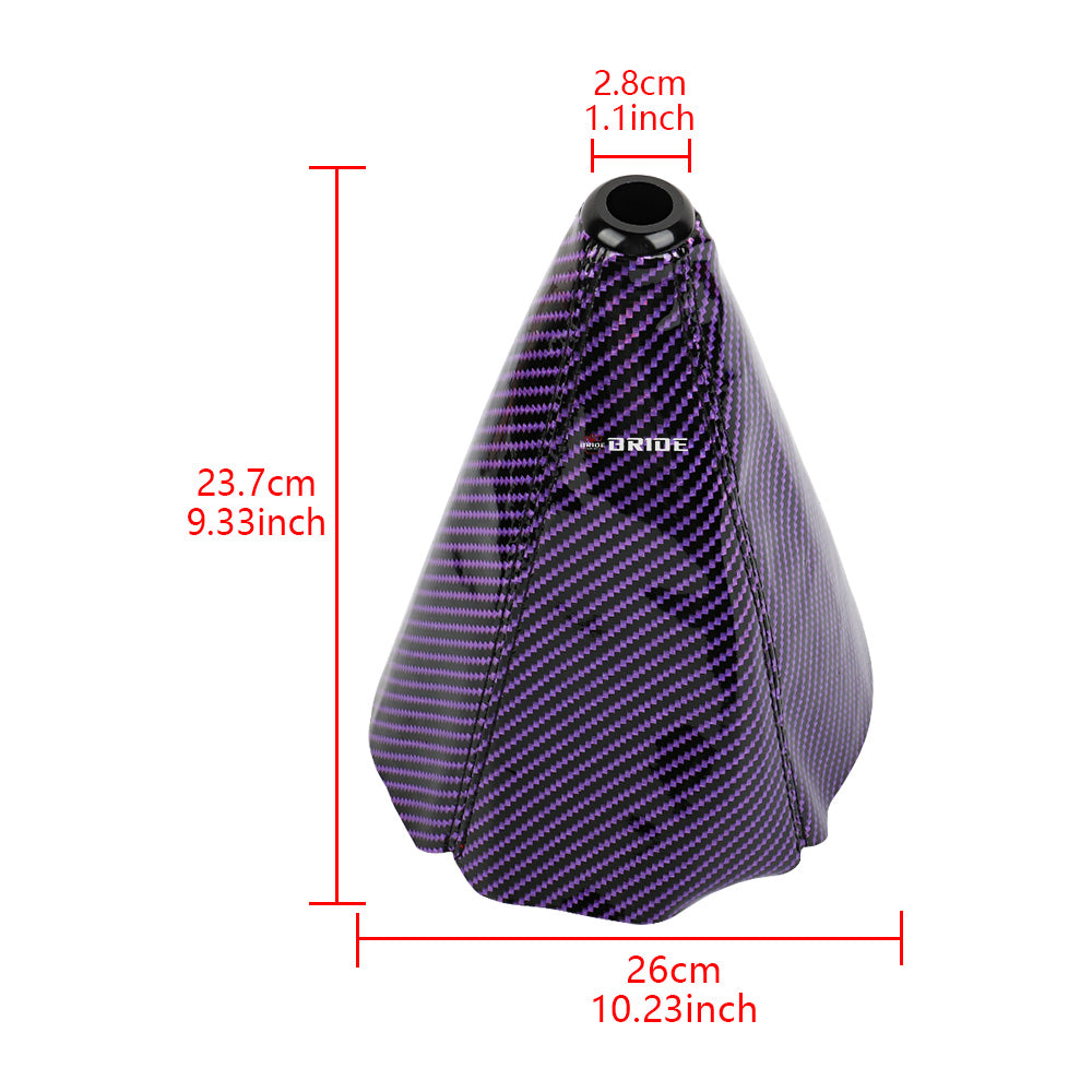 Brand New Universal Bride Carbon Fiber Purple Leather PVC Style Black Stitch Leather Gear Manual Shifter Shift Knob Boot