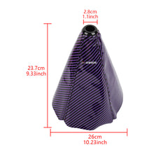 Load image into Gallery viewer, Brand New Universal Bride Carbon Fiber Purple Leather PVC Style Black Stitch Leather Gear Manual Shifter Shift Knob Boot