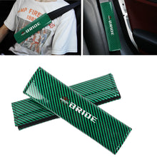 Load image into Gallery viewer, Brand New Universal 2PCS Bride Green Carbon Fiber Look Car Seat Belt Covers Shoulder Pad