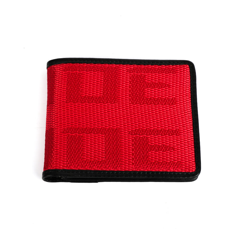 Brand New JDM XL Bride Red Custom Stitched Racing Fabric Bifold Wallet Leather Gradate Men