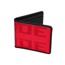 Load image into Gallery viewer, Brand New JDM XL Bride Red Custom Stitched Racing Fabric Bifold Wallet Leather Gradate Men