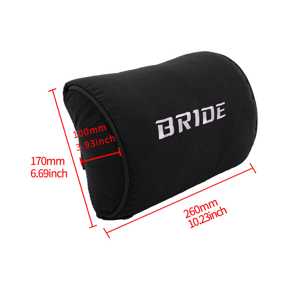 Brand New 2PCS JDM Bride Black Fabric Material Car Neck Headrest Pillow Fabric Racing Seat