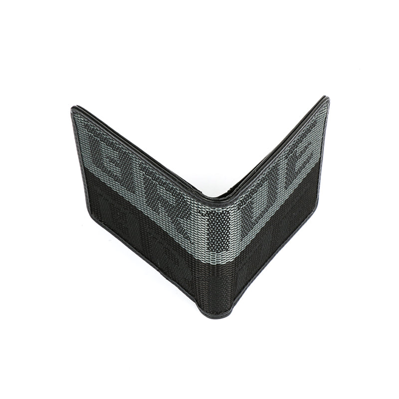 Brand New JDM XL Bride Grey/Black Custom Stitched Racing Fabric Bifold Wallet Leather Gradate Men