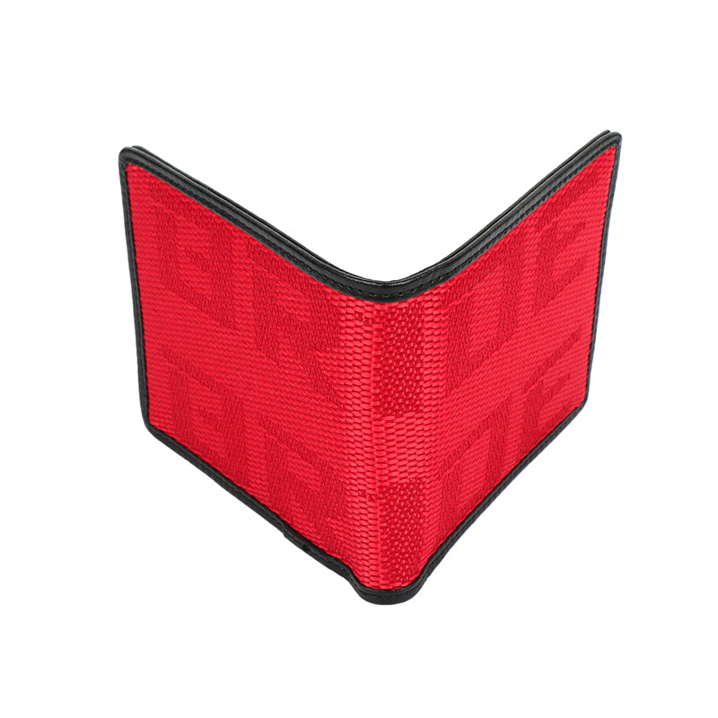 Brand New JDM XL Bride Red Custom Stitched Racing Fabric Bifold Wallet Leather Gradate Men