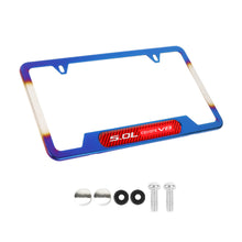 Load image into Gallery viewer, Brand New Universal 2PCS 5.0L COYOTE V8 Titanium Burnt Blue Metal License Plate Frame