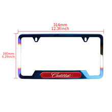 Load image into Gallery viewer, Brand New Universal 2PCS Cadillac Titanium Burnt Blue Metal License Plate Frame