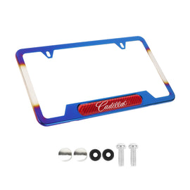 Brand New Universal 1PCS Cadillac Titanium Burnt Blue Metal License Plate Frame