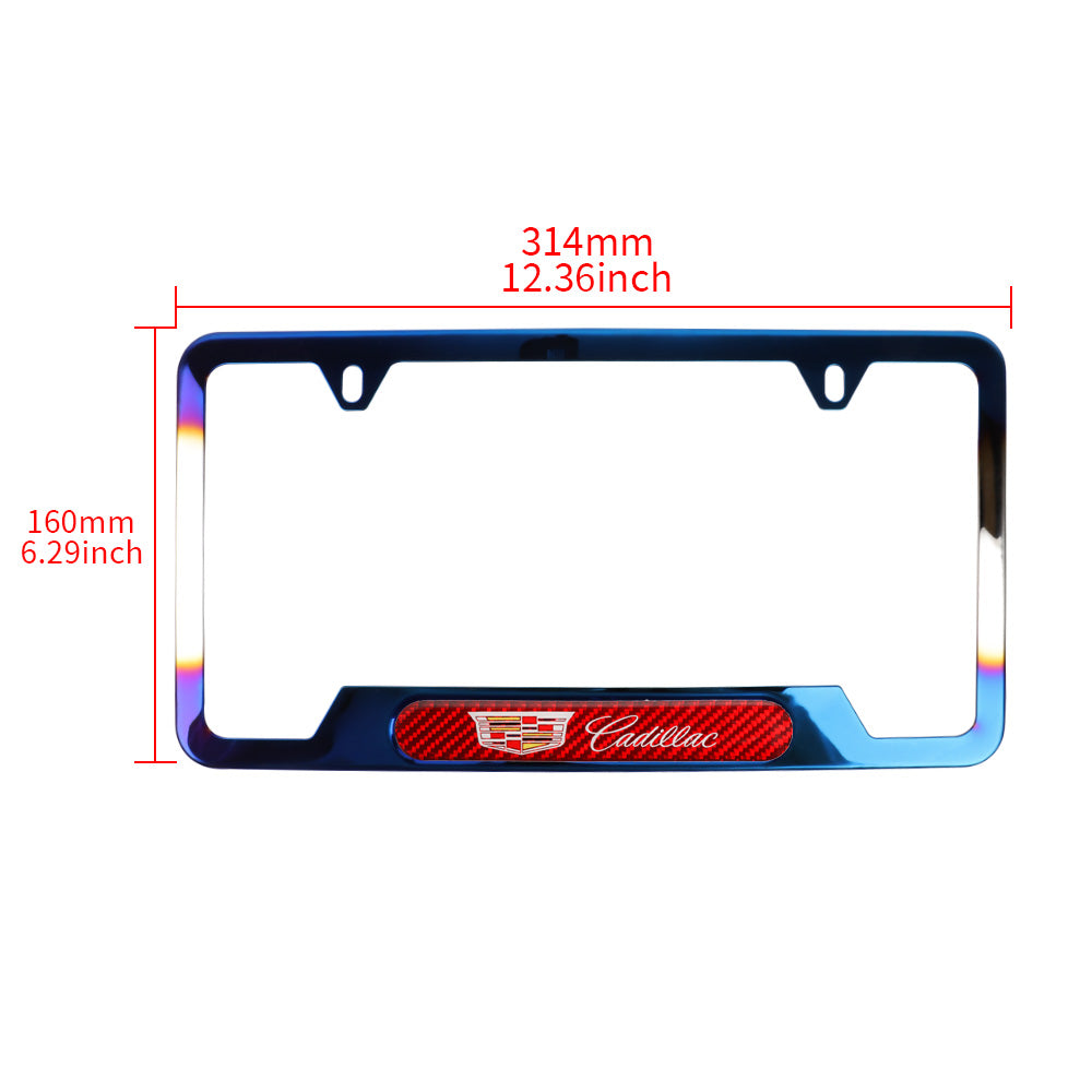 Brand New Universal 1PCS Cadillac Titanium Burnt Blue Metal License Plate Frame