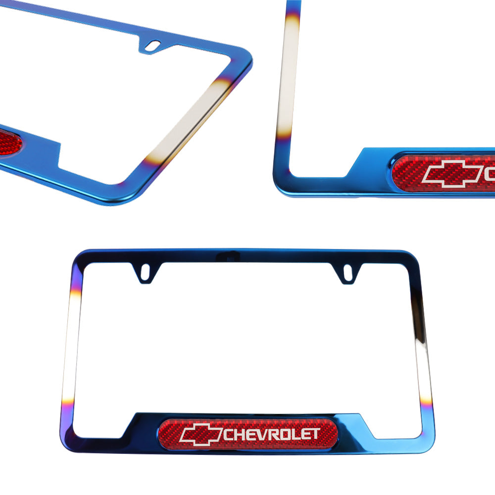 Brand New Universal 1PCS Chevrolet Titanium Burnt Blue Metal License Plate Frame