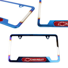 Load image into Gallery viewer, Brand New Universal 2PCS Chevrolet Titanium Burnt Blue Metal License Plate Frame