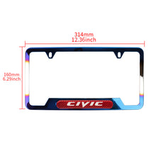 Load image into Gallery viewer, Brand New Universal 1PCS Civic Titanium Burnt Blue Metal License Plate Frame