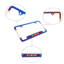 Load image into Gallery viewer, Brand New Universal 1PCS Civic Titanium Burnt Blue Metal License Plate Frame