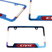Load image into Gallery viewer, Brand New Universal 1PCS Civic Titanium Burnt Blue Metal License Plate Frame