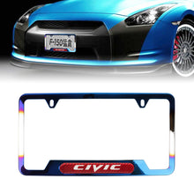 Load image into Gallery viewer, Brand New Universal 1PCS Civic Titanium Burnt Blue Metal License Plate Frame