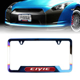 Brand New Universal 1PCS Civic Titanium Burnt Blue Metal License Plate Frame