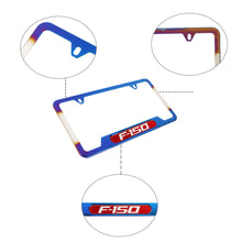 Load image into Gallery viewer, Brand New Universal 2PCS F-150 Titanium Burnt Blue Metal License Plate Frame