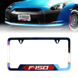 Brand New Universal 1PCS F-150 Titanium Burnt Blue Metal License Plate Frame