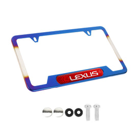 Brand New Universal 2PCS LEXUS Titanium Burnt Blue Metal License Plate Frame