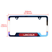 Load image into Gallery viewer, Brand New Universal 2PCS LINCOLN Titanium Burnt Blue Metal License Plate Frame