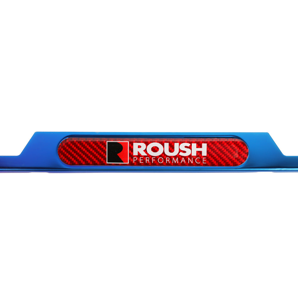 Brand New Universal 2PCS Roush Titanium Burnt Blue Metal License Plate Frame