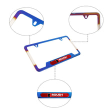Load image into Gallery viewer, Brand New Universal 2PCS Roush Titanium Burnt Blue Metal License Plate Frame
