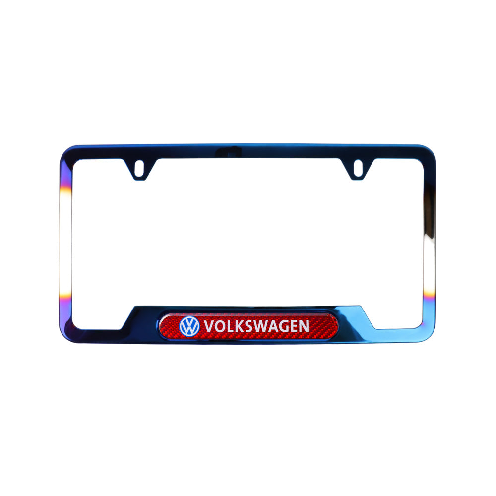 Brand New Universal 1PCS VOLKSWAGEN Titanium Burnt Blue Metal License Plate Frame