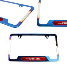 Load image into Gallery viewer, Brand New Universal 2PCS Bride Titanium Burnt Blue Metal License Plate Frame