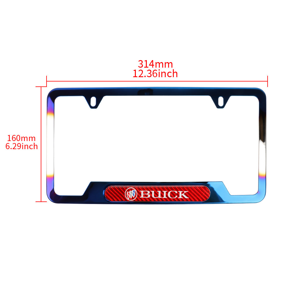 Brand New Universal 2PCS Buick Titanium Burnt Blue Metal License Plate Frame